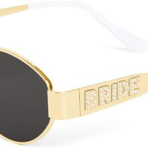 Gold Metal Bride Sunglasses Pearl Sunnies for Bachelorette Bridal Shower